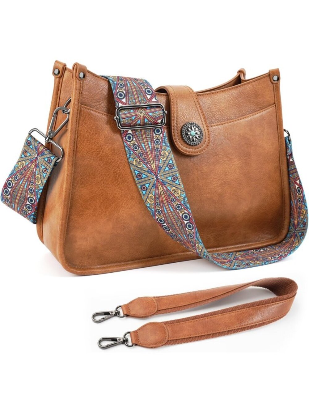 Trendy Vegan Leather Crossbody Bag for Women - Hobo Purse & Bucket Handbag with
